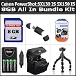 8GB All In Bundle For Canon PowerShot SX160 IS, SX160IS, SX130 IS SX130IS SX150 IS SX150IS Digital Camera Includes 8GB SD Memory card + 7" Flexible Tripod + USB Card Reader + 4AA High Capacity Rechargeable NIMH Batteries + AC/DC Rapid Charger + Case +More