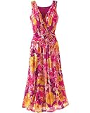 Floral print surplice dress