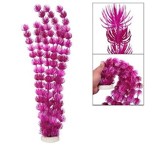Hot Pink Fuchsia Plastic Plants Ornament for Fish Tank