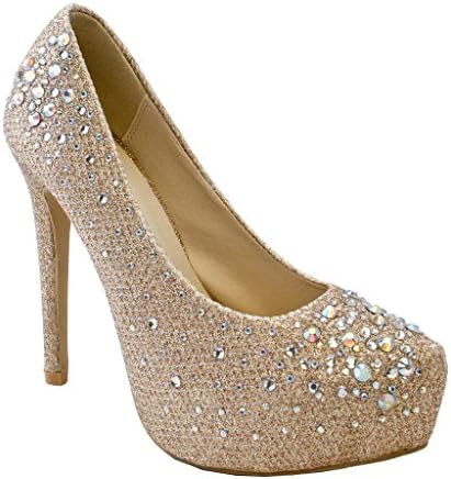 SilverDew Crystal-01 New Women Glitter Rhinestones Dress Wedding Bridal High Heel Pumps 5.5 US