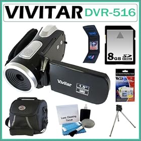Vivitar DVR-516 Digital Camcorder with 1.5-inch LCD + 8GB Accessory Kit
