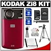 Kodak Zi8 Pocket Video Camera (Raspberry) + Tripod + 8GB 2-Pack Cameta Accessory Kit