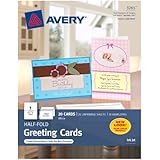 Avery Half-Fold Greeting Cards for Inkjet Printers, 5.5 inches x 8.5 inches, White, Matte, Pack of 20 (03265)