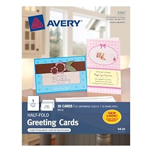 Avery Half-Fold Greeting Cards for Inkjet Printers, 5.5 inches x 8.5 inches, White, Matte, Pack of 20 (03265)