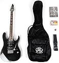 SX IB4K MBK Electric Guitar Package Black w/ Amp, Carry Bag and Instructional DVD