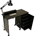 LCL Beauty Black Steel Frame Vented Manicure Nail Table Desk Station Spa Salon Equipment