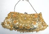 Clutch Beaded Handmade Evening Handbag / Purse W/Shoulder Chain
Gold