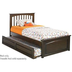 Twin Size Platform Bed with Raised Panel Footboard Antique Walnut Finish