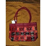 Womens Embroidered Handbag Dark Maroon Bollywood Purse Sari Handbag