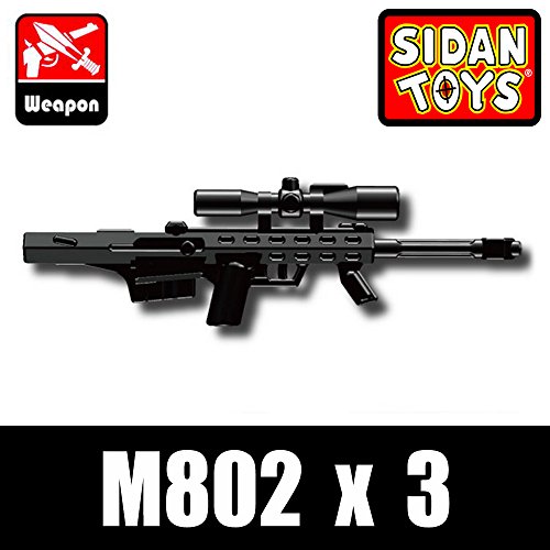 M802 Sniper Rifle 3 Pack in Black - Custom Minifigure Pieces