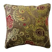 20x20 Burgundy and Pink Floral Brocade Decorative Throw Pillow Cover