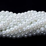 Czech Glass Pearl Round Beads White Color High Quality Bead for Beading DIY Jewelry - 8mm, 200pcs By eArt