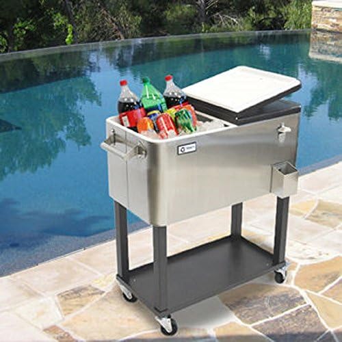 Stainless Steel Beverage Cooler with Shelf