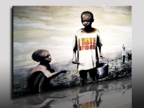 Produkt-Bild: "Banksy" Leinwand Bild 100x70cm k. Poster ! Bild fertig auf Keilrahmen ! Pop Art Gem&auml;lde Kunstdrucke, Wandbilder, Bilder zur Dekoration - Deko. Graffiti und Street-Art Kunstdrucke