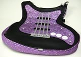 Black / Purple Glitter Leather Guitar Purse Sling Bag