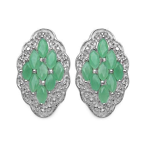 1.60 Carat Genuine Emerald Silver Earrings