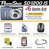 Canon Powershot SD1200 IS Dark Grey Digital Camera + 4GB SD Memory Card + USB Reader + Case+ Accessory Bundle 3453B001
