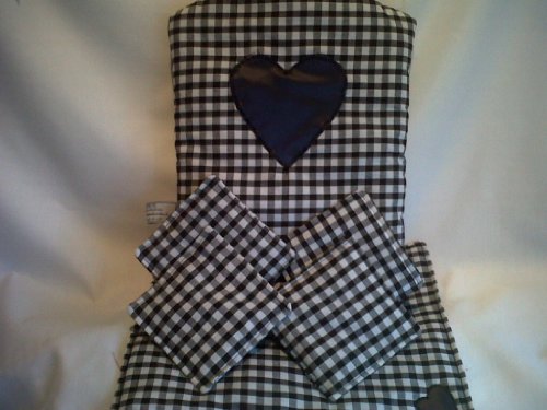 Cafetiere Cosy with Matching Mug Coasters & Kitchen Table Place Mats Black Gingham - Great as Christmas Gift