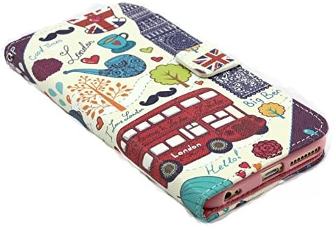 iPhone 6 Plus Case, YoopGe Wallet PU Leather Pouch Flip Case Cover with Magnetic Closure for iPhone 6s Plus and iPhone 6 Plus 5.5 Inch (Built-in Credit Card/ID Card Slot) - Hello London Pattern