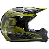 One Industries Vector Kombat Off-Road Motorcycle Helmet w/ Free B&F Heart Sticker Bundle - Black/Yellow / Large