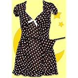 Betsey Johnson Peek-a-Boo Raven Black Babydoll and Thong - Final Sale! at Betsey Johnson
