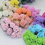 私の家族 50 個入り 2.5 cm 人工バラ PE 発泡ローズ花結婚式パーティー ホーム装飾バレンタインの日偽の花-黄色