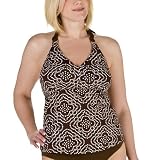 Women's Plus Size Merona Printed Tankini - Spanish Brown