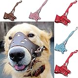 Adjustable Pet Leather Muzzle No-Bite Dog Mouth Mask