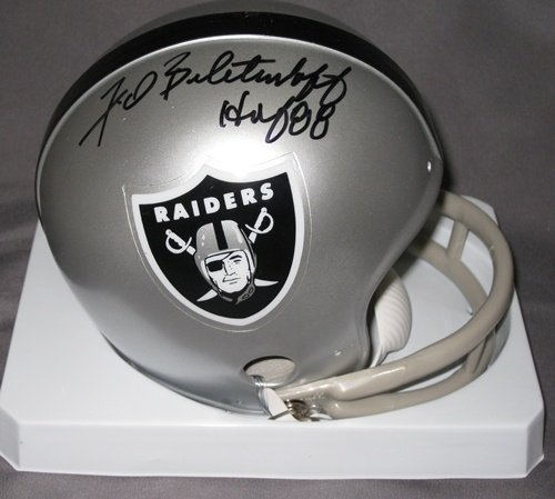 Fred Biletnikoff Oakland Raiders NFL Hand Signed Mini Football Helmet with HOF 88 Inscription
