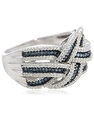 Sterling Silver Blue and White Diamond Orbit Ring (1/2 cttw, I-J Color, I2-I3 Clarity), Size 7