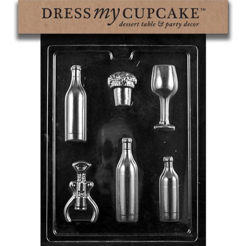 Dress My Cupcake DMCM206SET Chocolate Candy Mold, Wine Kit for Specialty Box, Set of 6