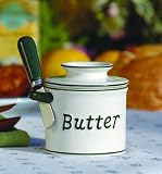 L Tremain BBWGRE2 Butter Bell Crock - White with Green Trim and Green Spreader