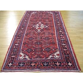 5'5 x 10'10 Red Persian Hand Knotted Wool Hossainabad Runner Rug