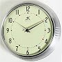 Infinity Instruments Retro Round Metal Wall Clock 9 1/2 Inch Silver-10940/SV