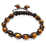 Bracelet Mens Ladies Unisex Hip Hop Style Eleven Tiger Eye Brown Marble Bead Unisex Adjustable