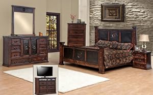 ... Creek Bedroom Set, Dark Stain, Rustic, Western: Kitchen & Dining