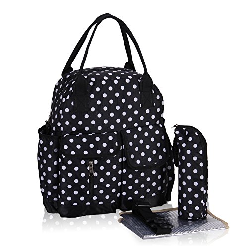 Hynes Eagle Polka Dots Diaper Backpack (Black)