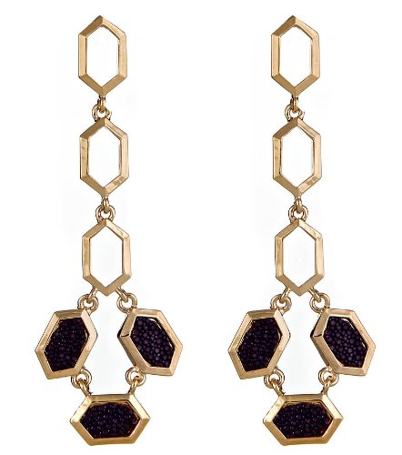 Kara Ross Hexagon Purple Stingray Skin Earrings