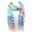 Peace Sign Summer Light Scarf Shawl Wrap Tricolor Blue