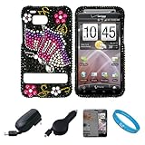 Full Diamond Black Case with Rainbow Butterfly Design Rhinestone Diamante 2 ....