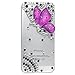 Hundromi iPhone 6s Plus Case,iPhone 6 Plus case, 3D Bling Cristal Handmade Rhinestone Diamond Hard Shell [Anti-Scratch] White Back Case for iPhone 6 Plus/6s Plus(Purple Butterfly)