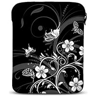 8 - 10 inch Black and White Butterflies Floral Netbook Laptop Sleeve Slip Case Pouch Bag for Apple iPad / most of Acer ASUS Dell HP Sony Toshiba