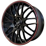 17x7 Maxxim Maze (Gloss Black w  Red Stripe) Wheels Rims 4x100 108 (MZ77D08405) by Maxxim
