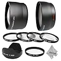 Essential Kit for CANON Rebel (T3i T3 T2i T1i XT XTi XSi), CANON EOS (1100D 600D 550D 500D 450D 400D 350D 300D 60D) - Includes: 2.0X Telephoto and 0.45X Wide Angle High Definition Lenses + 4 Point Star Filter + Macro Close Up Set (+1+2+4+10) + Tulip Flower Lens Hood + 1 Premium Goja Microfiber Cleaning Cloth