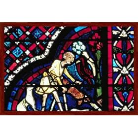 Tableau avec cadre: 13. Jahrhundert, "Bourges, St.�tienne, Gerber / Glasmal.", 71 x 46 - Bois Markant: Dark brown