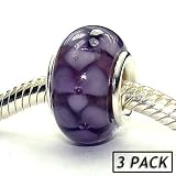 Coastal Collection Silver Glass Beads (3 Pack) - Purple Haze (Pandora and Chamilia Compatible)