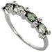 14k White Gold Ring 4mm wide, w/ 0.06 Carat Round Brilliant Diamonds & 1.55 Carats Oval Cut Green Sapphire Stones