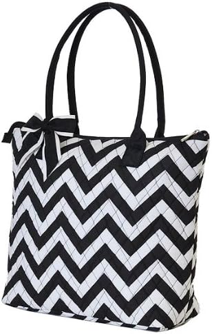 LarLar Oliff Chevron Quilted Print Medium Tote Bag (Black)
