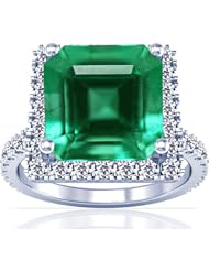 18K White Gold Emerald Cut Emerald Ring With Sidestones (GIA Certificate)