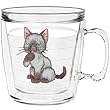 Kitty (Gray) 12 oz Insulated Coffee Mug, Clear